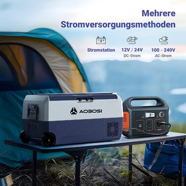 Кühlbox AAOBOSI Kompressor 60L з WiFi керуванням, 12/24/240V, -20°C до 20°C. Двозонна холодильна сумка для авто, вантажівки, човна, кемпінгу.