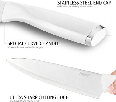 Набір кухонних ножів з бруском Messerich: 7 предметів, нержавіюча сталь, кухонні ножі та ножиці, чорний