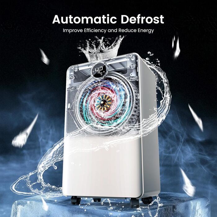 Електричний осушувач повітря CHIVALZ 12л/24г для приміщень до 120м³ (30м²), 3 режими роботи, таймер 24г, автоматична відтавлювання (білий)