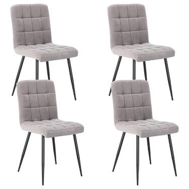 Набір обідніх стільців Lestarain 6 шт. з м'яким сидінням, оксамитові, для кухні/вітальні, металеві ніжки, сірий