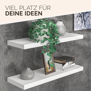 Полиця настінна Casaria Holz Schwarz (Чорна) з кріпленням, вантажопідйомність 15 кг, для кухні, вітальні, коридору, книжкова полиця, плаваюча полиця, матова