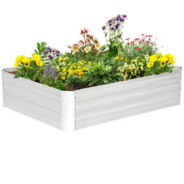 Outsunny Піднята грядка з оцинкованої сталі 120 x 90 x 30 см Садова клумба Сівалка Срібло для квітів та овочів