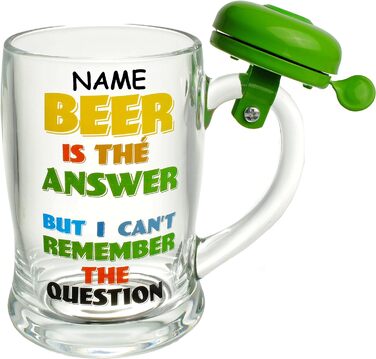 Ука Пивний кухоль зі знімним дзвіночком - Beer is The Answer - Скло - 400 мл