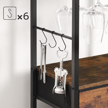 Стильна полиця для вина HOOBRO на 16 пляшок з 6 ярусами, з шухлядою, органайзер для вин, дерев'яний винний стенд, 40 x 30 x 102 см, вінтажний колір