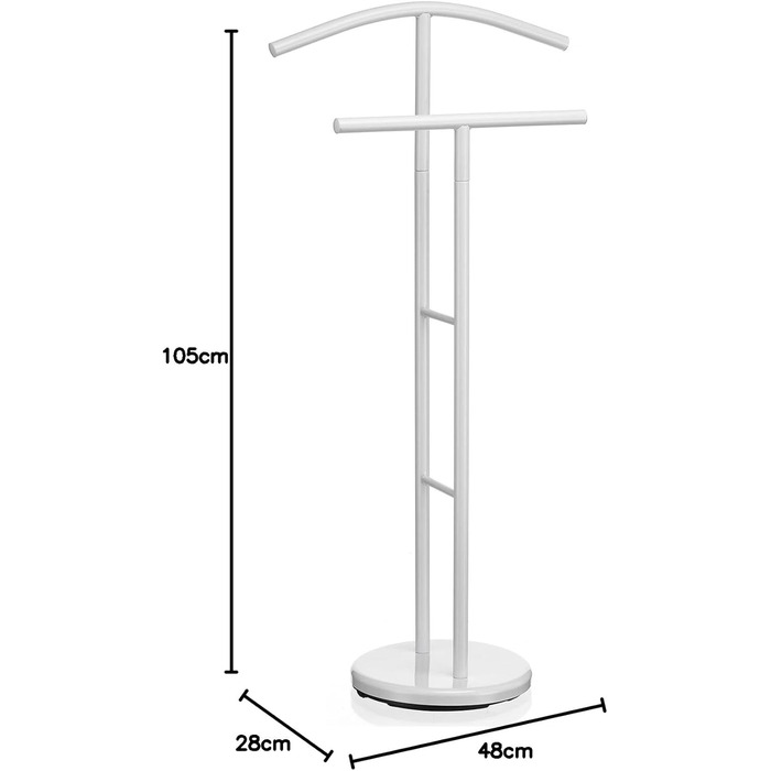 Металева вішалка для одягу IDIMEX LAURENZ з полицями та вішалкою для штанів, білий колір