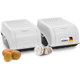 Контейнер для зберігання картоплі Novaliv | 2 шт. по 3,5 л | Білий | Короб для цибулі | Організатор для овочів та фруктів | Складається | Контейнер для зберігання картоплі, цибулі та моркви