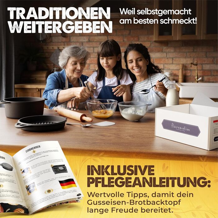 Чугунний казанок з кришкою 26 см: для випікання хліба, тушкування, приготування в духовці. Чугунний посуд преміум-якість