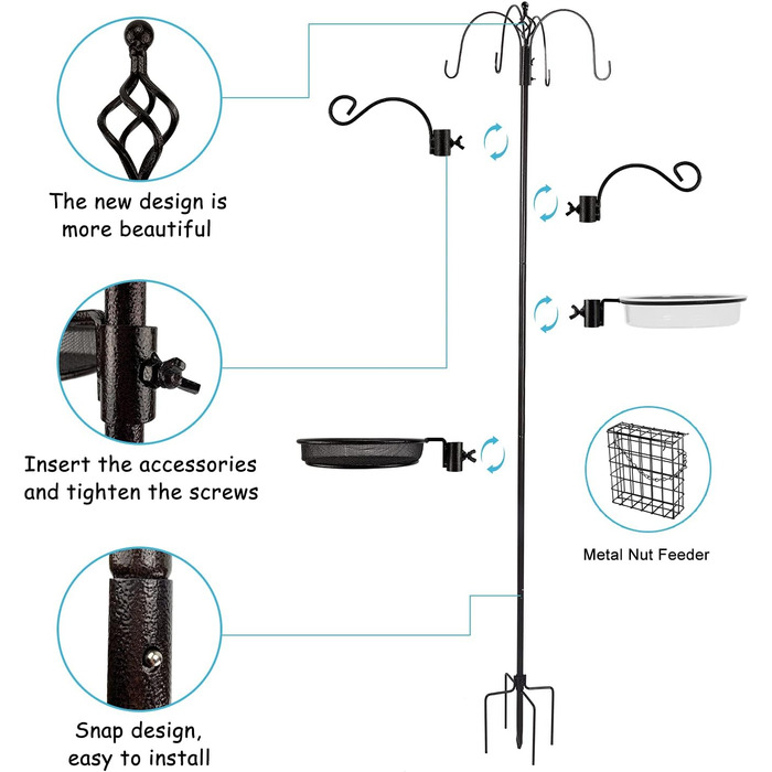 Розкішний набір для годівлі птахів в стилі урбан-деко, годівниця для птахів, стовп, годівниця для диких птахів, підвісний набір, вішалка для кашпо, мульти-годівниця, підвісна металева годівниця для сала, ванночка для птахів, для залучення диких птахів, мо