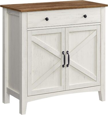 Шафа VASAGLE для кухні, комод з шухлядами, шафа для зберігання з дверцятами, регульована полиця, стиль кантрі, для вітальні, кухні, їдальні, 40 x 140 x 80 см, вінтажно-білий + медовий (BBK381W02)