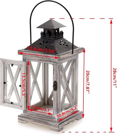Дерев'яний ліхтар BSTKEY, вінтажна декоративна лампа для свічок в сільському стилі з ручкою, переносний ліхтар в приміщенні і на відкритому повітрі