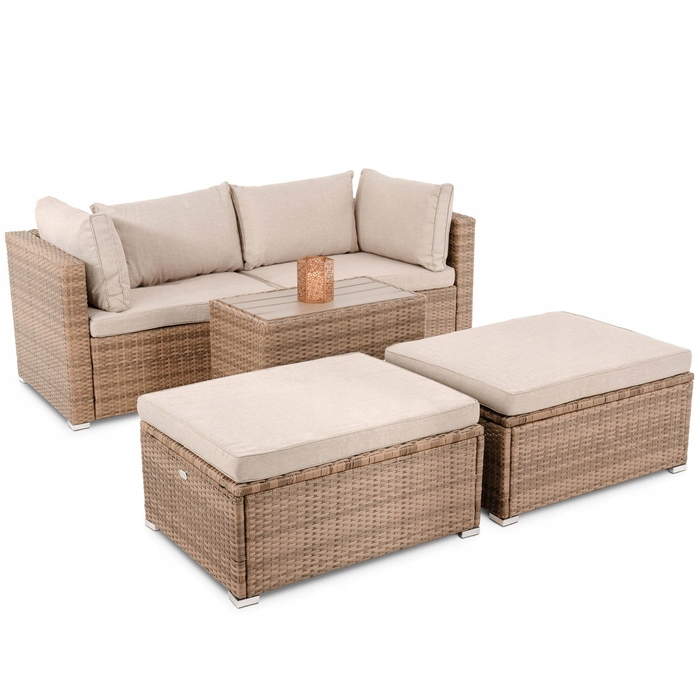 Комплект садових меблів di Volio Alzano DV-076GF, техноротанг, бежевий, 5 предметів