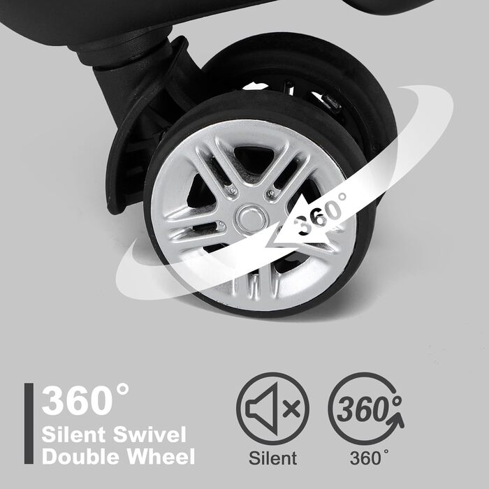 Чемодан KONO Handgepäck Trolley, 55x39x20 см, 37 л, з розширенням, TSA-замок, 4 колеса, чорний