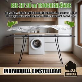 Розкладна сушилка для білизни BigDean 20 м сушильної поверхні, чорна, XXL з прищіпками для дрібної білизни