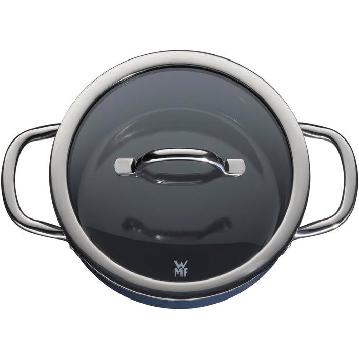 Набір каструль WMF Fusiontec Inspire 3 предмети, індукційні, з кришками, керамічні, стійкі до подряпин, без покриття, темно-сині, вироблено в Німеччині