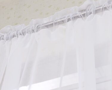 Прозора фіранка laneetal з хвилястою стрічкою, 2 шт. , Віконна шаль з кремовою вуалі, Віконна штора для спальні, дитячої, кухні, декоративна шаль (Біла, 140x175 см)