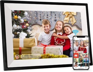 Цифровий фоторамка Aorpdd з Wi-Fi, 10.1 дюйма, HD IPS, сенсорний екран, 32GB, автоматичне обертання, Frameo App, чорний