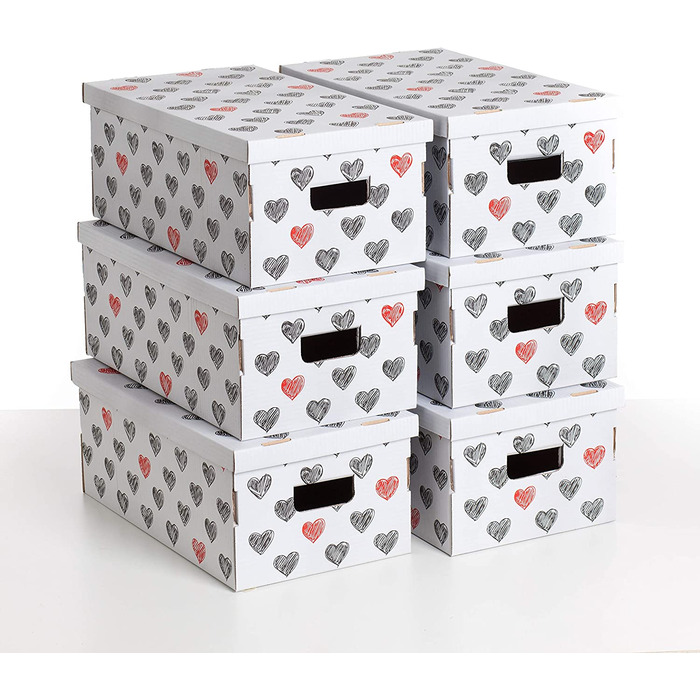 Квітковий набір Kanguru la coperta con le maniche UNDUETRE, що складається з 3 простих ящиків для зберігання, картон / білий, 29x5h20 см, 3 (Білий, 6 коробок)