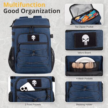 Тактичний холодильний рюкзак 25L: ізольований, водонепроникний, міцний. Ідеально для роботи, відпочинку, кемпінгу та походів (блакитний)