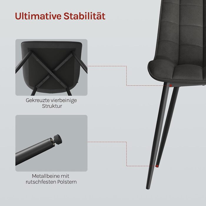 Стільці для їдальні WOLTU - кухонні стільці з м'якою спинкою та сидінням з льону, металеві ніжки, до 150 кг