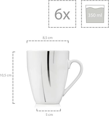 SÄNGER Кавовий сервіс Bilgola з порцеляни, 6 персон, 150 мл, білий з чорними лініями | PREMIUM COLLECTION