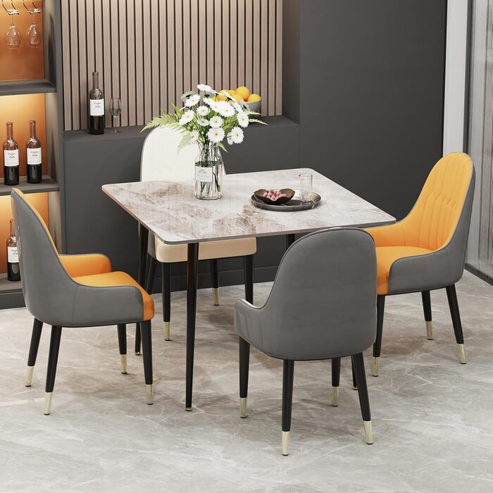 Стіл кухонний FATIVO, 80x80 см, білий глянцевий, для 2 осіб, скандинавський стиль, металеві ніжки