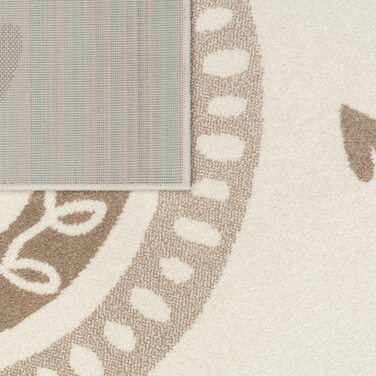 Домашній дитячий килим TT для хлопчиків і дівчаток, дитячий килим у формі серця, сучасна Райдужна пастель, Колір Розмір (200 см круглої форми, бежево-кремовий)