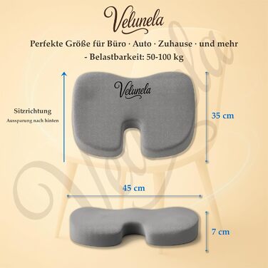 Гелеве сидіння з піною Memory Foam, сертифіковане IGR – ергономічне, знімає напругу, для спини – для офісу, авто, дому (сірий)