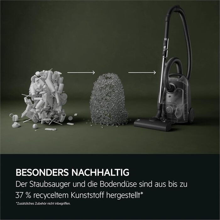 Пилсос AEG CLEAN 5000 з мішком, висока потужність всмоктування, корпус з переробленого пластику, насадка AllFloor з кріпленням, 2в1 багатофункціональна насадка, радіус дії 8,5м, миючий гігієнічний фільтр, колір блакитний
