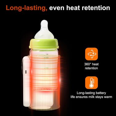 Підігрівач молока для дитячих пляшечок з LED-дисплеєм 8000mAh, USB-C зарядка, 6 температурних режимів, синій (Teddy brown)