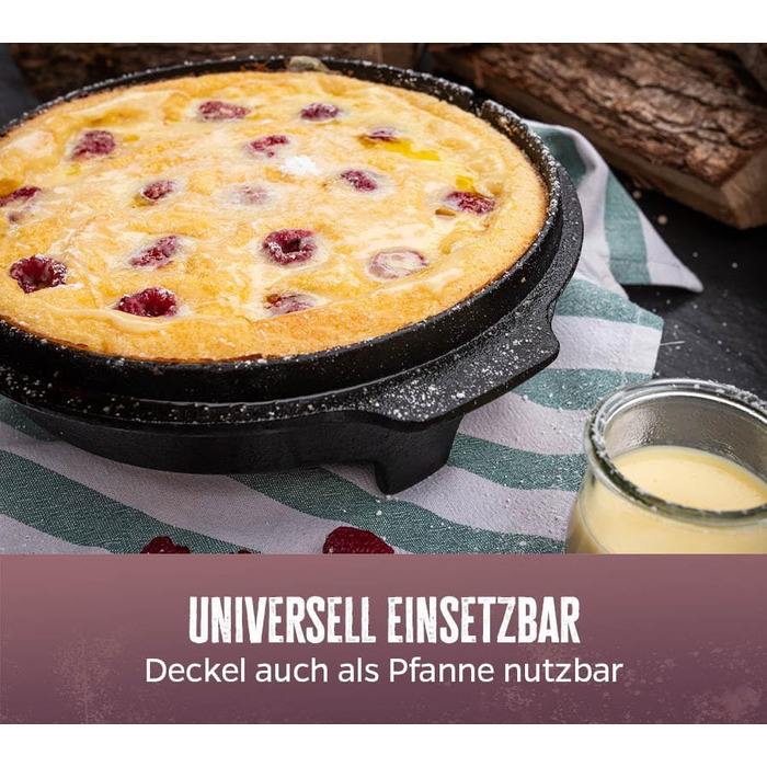 Набір голландської печі Grillfürst Dutch Oven BBQ DO 9 (9 л) з кришкою 35 см, підставкою, очищувачем та пастою для догляду + 2 шт. голландська піч Grillfürst DO 12 XXL