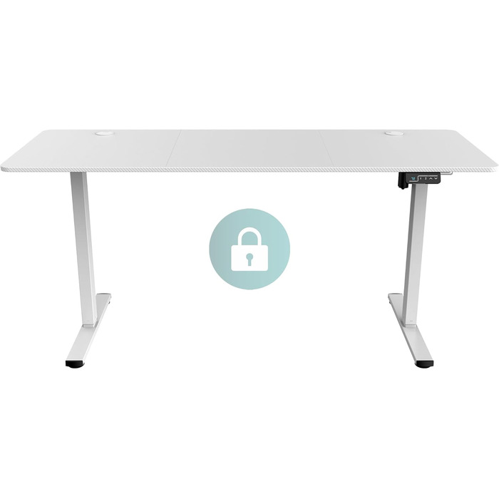 Mars Gaming MGD-ERGOPRO: Регульований за висотою електричний стіл, 110x60 см, білий. Ергономічна поверхня з карбону, металева конструкція, тримач для навушників, кабельний менеджмент