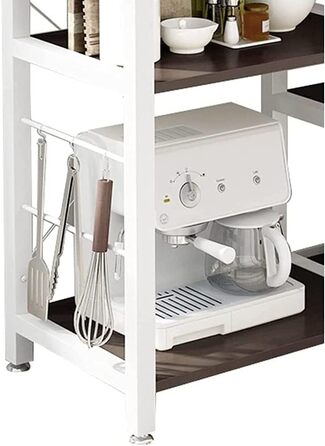 Стелаж для кухні Soges: місткий, з 3 полицями, для мікрохвильової печі, чорний (темно-коричневий)