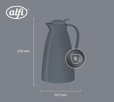 Термос Alfi ECO 1.0л, темно-сірий, з термоізоляційним скляним вкладишем, з кришкою-поворотом та зручною кнопкою, для однієї руки, ідеальний для кави та чаю, без BPA