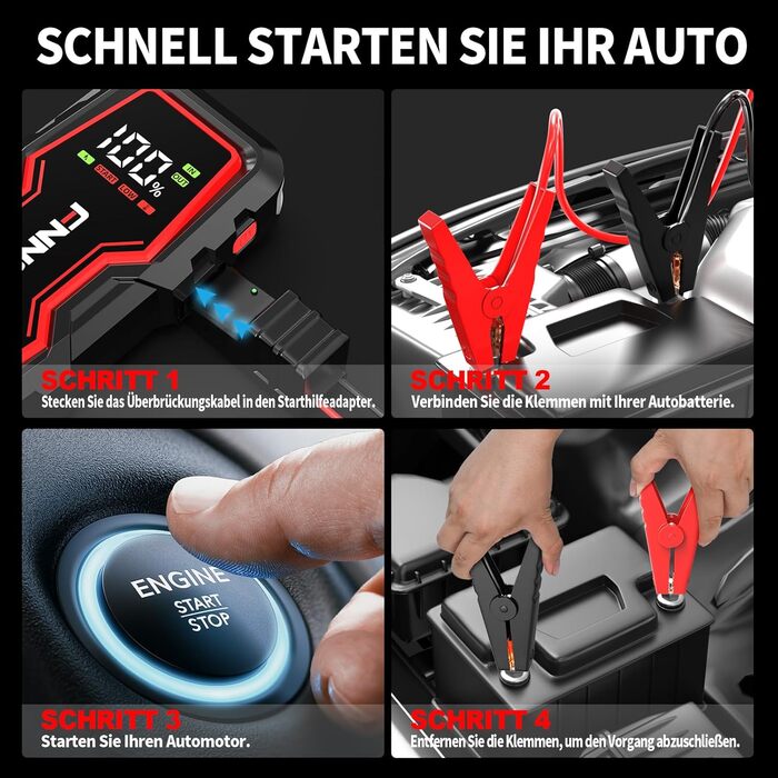 Портативний пусковий зарядний пристрій Powerbank для авто, 6000A, 12V, USB, LED, дисплей