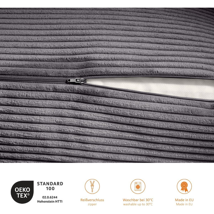 Подушка для спини в ліжко та на диван sleepling з вельвету, велика кліноподібна подушка для читання та підтримки попереку з бічною кишенею, знімний чохол, темно-сіра, 70x40x20 см