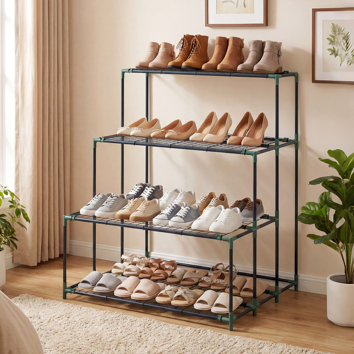 Багатоярусна підставка для квітів на 4 рівнях, висотою 110 см, з 24 кліпсами, полиця для рослин зі сталі, темно-зеленого кольору