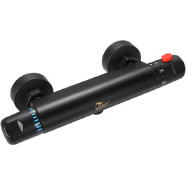 Змішувач для ванни з термостатом Uten, чорний, латунь, 2 виходи, захист 38°C