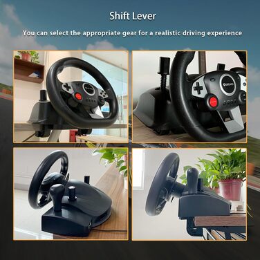 Ігровий кермо VooFun Racing Wheel для PC/PS4/Switch/PS3/Xbox One/Xbox 360 з педалями, 270°, чорний