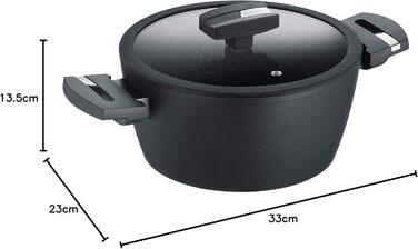 Каструля Berndes Balance Induction Enduro, 20 см, для індукційних плит, з антипригарним покриттям, чавунний дизайн, універсальна, алюміній, чорна
