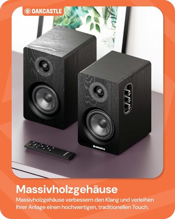 Акустична система Oakcastle BK100 Bluetooth 5.4, 60 Вт 2.0 полочні HiFi колонки для телевізора з HDMI ARC та ПК для геймінгу, з пультом керування (Чорний)