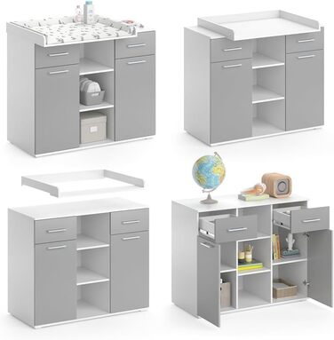 Комод-гойдалка Vicco Leonie з люлькою, білий, 113 x 100 см (сірий)