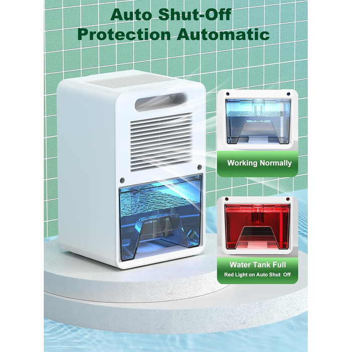 Електричний осушувач повітря 1800 мл, енергозберігаючий для спальні та ванної кімнати, 22,5W, тихий режим, таймер, автовимкнення (700 мл/день)