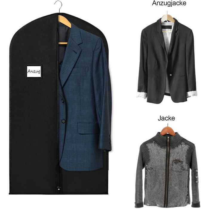 4 містка сумка для одягу 60x100 см, чохол для костюма, пилозахисні мішки для одягу, високоякісна сумка для транспортування костюмів, дихаюча сумка для костюмів для зберігання костюмів, жакетів та суконь, BOMEI PACK