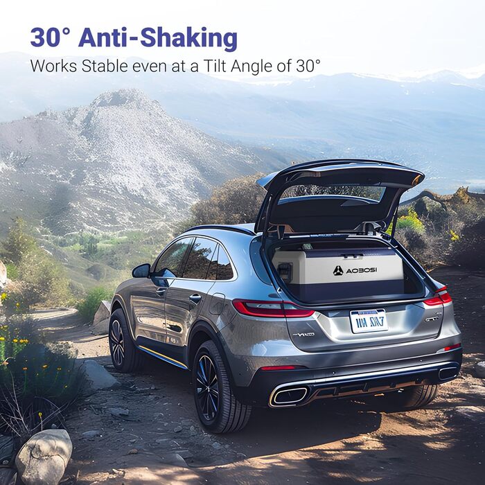 Автомобільний компресорний холодильник AAOBOSI 50л з Wi-Fi, 12/24V та 220V, -20°C для авто, вантажівок, кемпінгу, з двома зонами охолодження