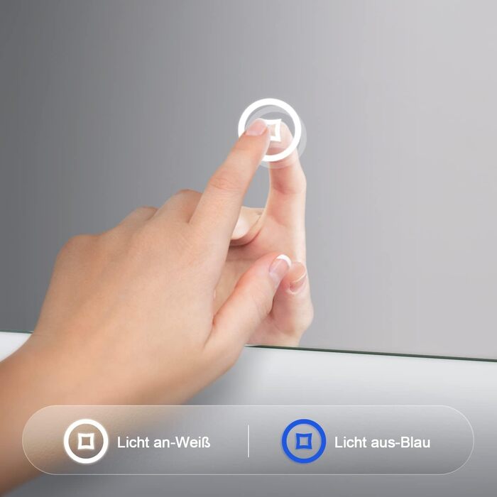 Дзеркало для ванної кімнати BD-Baode з LED-підсвічуванням 40x60 см, сенсорне керування, 3 режими освітлення, прямокутна форма