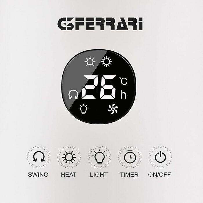 Електричний обігрівач керамічний без лопатей 'Heat Master' G3 Ferrari G60032, 2000 Вт, програмований, 16-36°C, білий