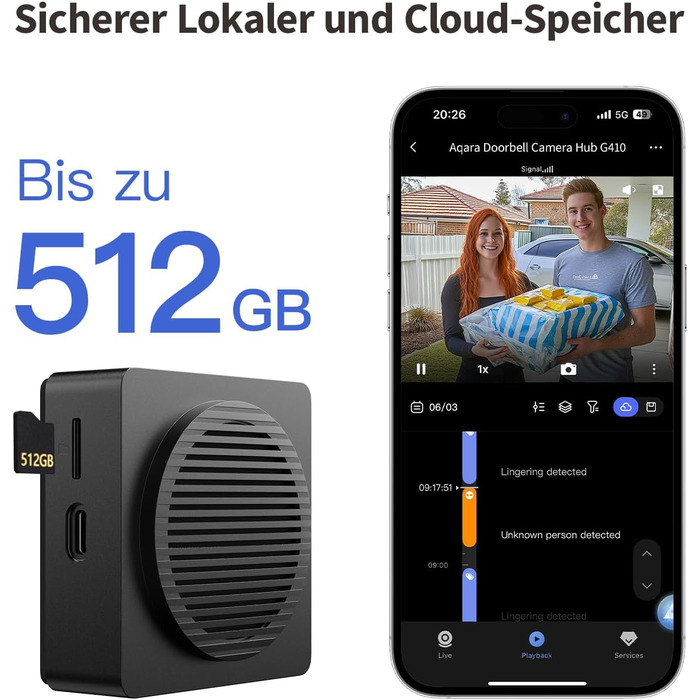 Aqara Smart Doorbell Camera G410 з дзвінком, 2K, відеоспостереження, 2-сторонній аудіо, Matter Hub, Wi-Fi, сірий