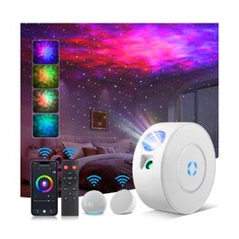 Проєктор зоряного неба Smart Sternenhimmel WiFi з пультом, додатком та голосовим керуванням, 16 млн кольорів, 25 дБ, кут нахилу 4 позиції (з жовтими зірками)