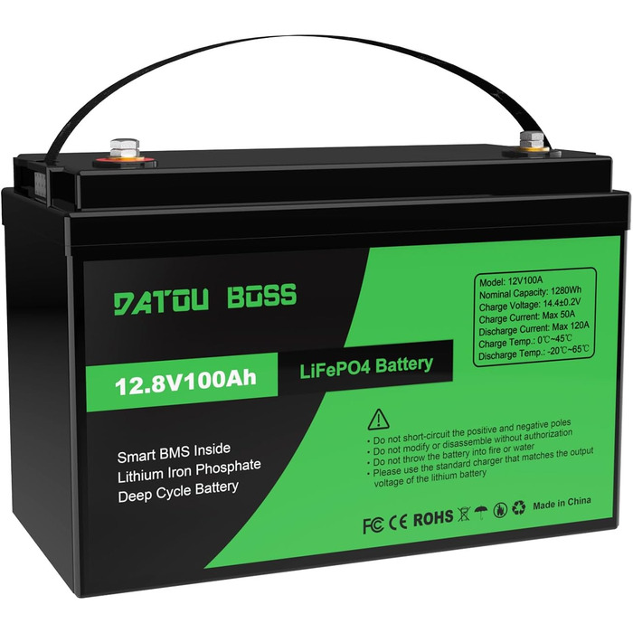 Акумулятор DATOUBOSS 12V 300Ah LiFePO4, 3840 Втгод, 200 А BMS, 15000 циклів, послідовно/паралельно, для автофургонів/морських