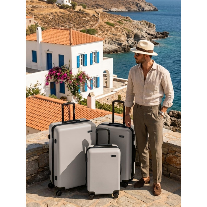 Набір валіз Smartbox Hartschalen 3-в-1 для жінок та чоловіків | Легкі та міцні валізи з ABS-пластику | 4 колеса та кодовий замок | Серія 05, колір Greige
